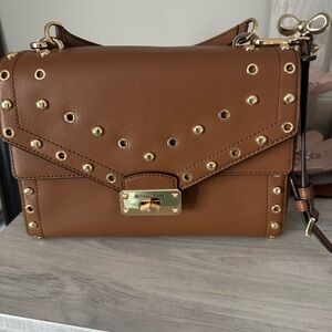 Michael Kors Tan Crossbody Bag with Gold Studs